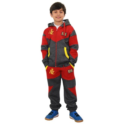 A2Z Bambini Ragazzi Tuta A2Z Progetto Distintivo Carbone & Rosso Con Jogger 7-13 