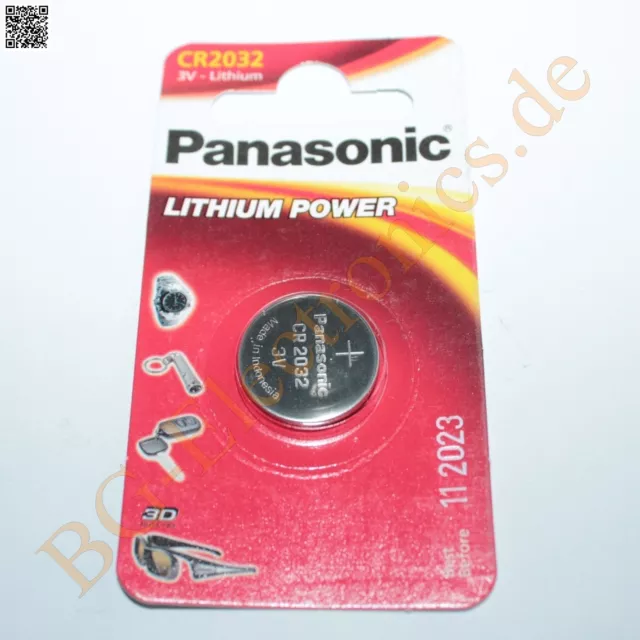 2 x CR2032 Lithium Power Batterie 3.2mm 3V 20mm  Panasonic Knopfzelle 2pcs