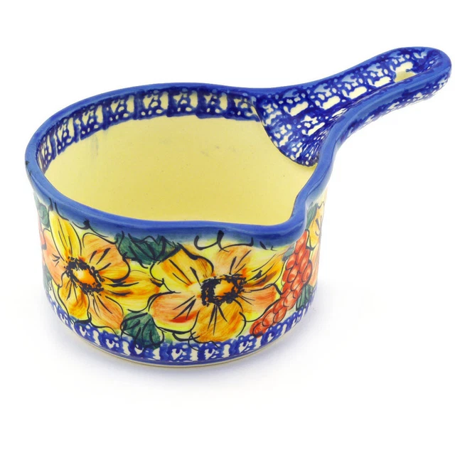 Polish Pottery Gravy Boat 18 oz Colorful Bouquet UNIKAT