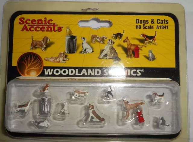 HO Scale Woodland Scenics A1841 Dogs & Cats Figures (11) Scenic Accents