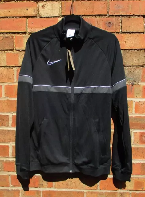 Giacca da uomo Nike Track Jacket Dri-Fit lunghezza intera cerniera media 40" petto nera nuova con etichette