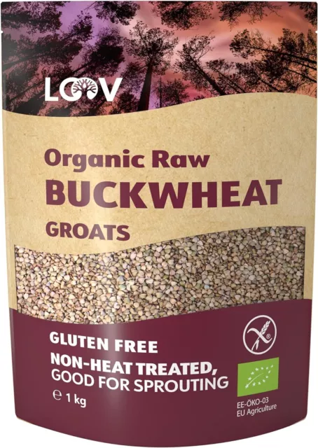 LOOV Organic Buckwheat Groats Gluten Free, 1 kg, Raw, not Heat-Treated, All Nut