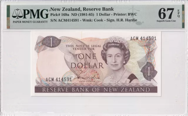 New Zealand 1 Dollar ND(1981-85) P 169a Superb UNC PMG 67 EPQ NR (No Reserve)