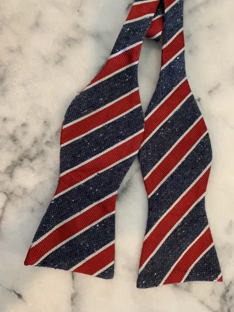 New With Tags Tommy Hilfiger Red White Blue Striped Self Tie Bow Tie Bowtie