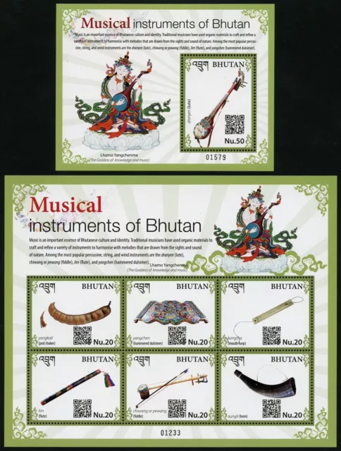 Bhutan 2017 Musikinstrumente Musical Instruments Horn Flöte 3041-3046 Block 579 2