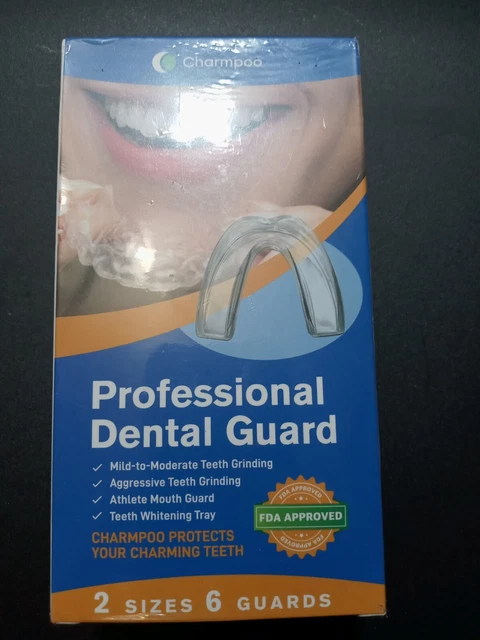 PROTECTOR DENTAL PROFESIONAL CHARMPOO 2 TALLAS 6 PROTECTORES Alivio de rechinar dientes