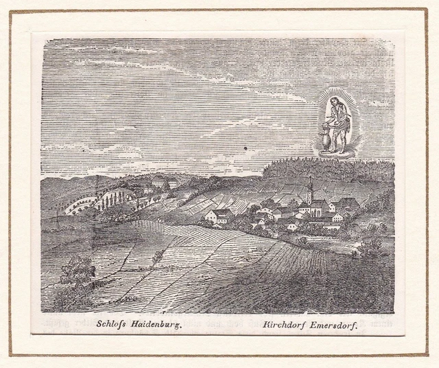 Schloss Haidenburg Aldersbach LK Passau Bayern Holzstich 1870