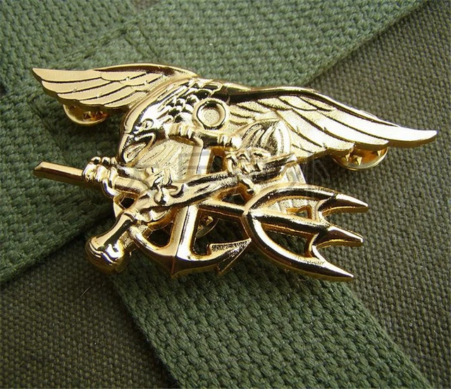 US NAVY SEAL Seals Metal Trident Badge Uniform Insignia Pin Golden
