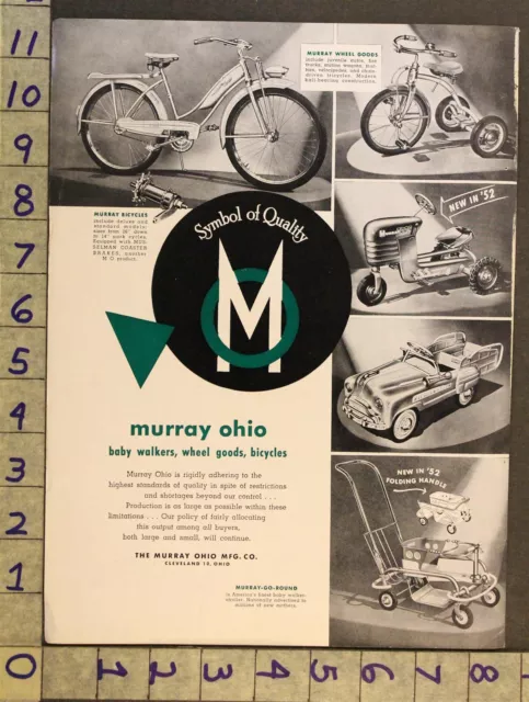 1952 Pedal Car Station Wagon Bicycle Tractor Murray Ohio Cleveland Toy Ad Tm48