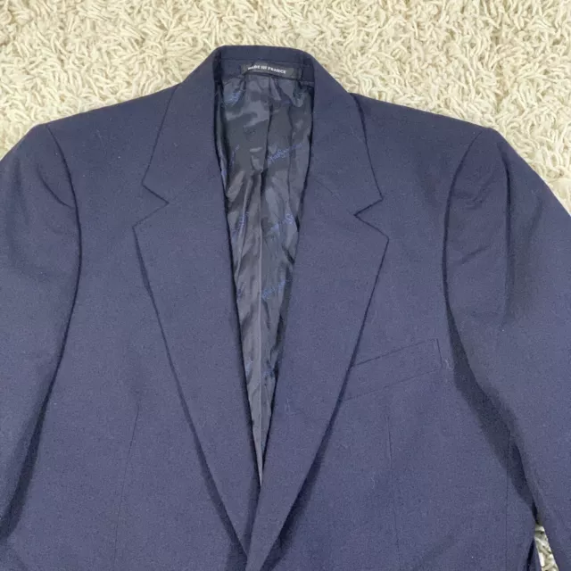 YVES SAINT LAURENT Navy 2 Button Wool Blazer SZ 40L YSL Made in France 2