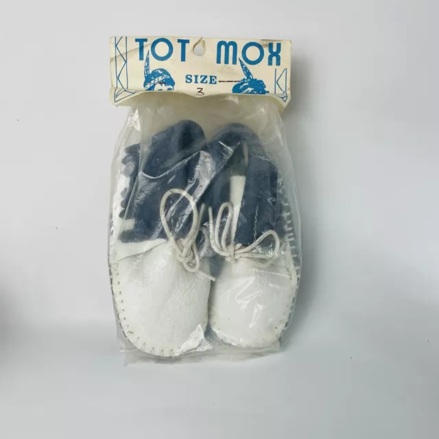 Vintage Taos Tot Mox Indian Maid Toddlers Moccasins Size 3 Suede New In Package