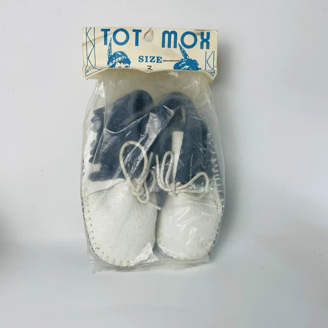 Vintage Taos Tot Mox Indian Maid Toddlers Moccasins Size 3 Suede New In Package