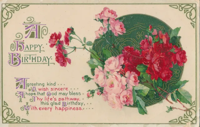 PC18961 Greeting Postcard. A Happy Birthday. Flowers. Wildt and Kray. London