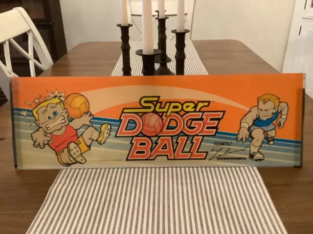 Original Vintage SUPER DODGEBALL ARCADE MACHINE MARQUEE SIGN-1987 LELAND TECHNO
