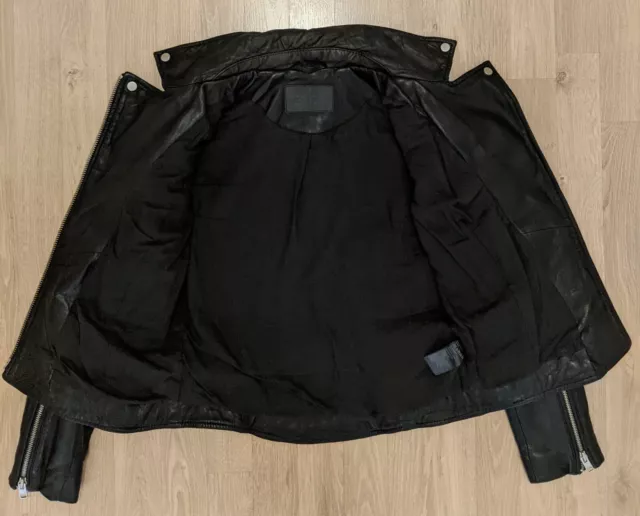 AllSaints Papin Leather Biker Jacket Black - Size UK 6 EU 34 US 2 3