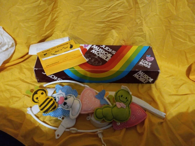 Vintage Judi's love bugs  Musical Mobile for Baby Crib Nursery 80s