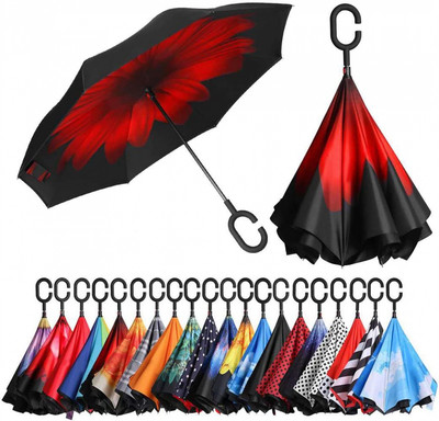 Eono Parapluie Inversé Amazon Amazon Brand Anti-UV Double Couche Fleur Oranger 
