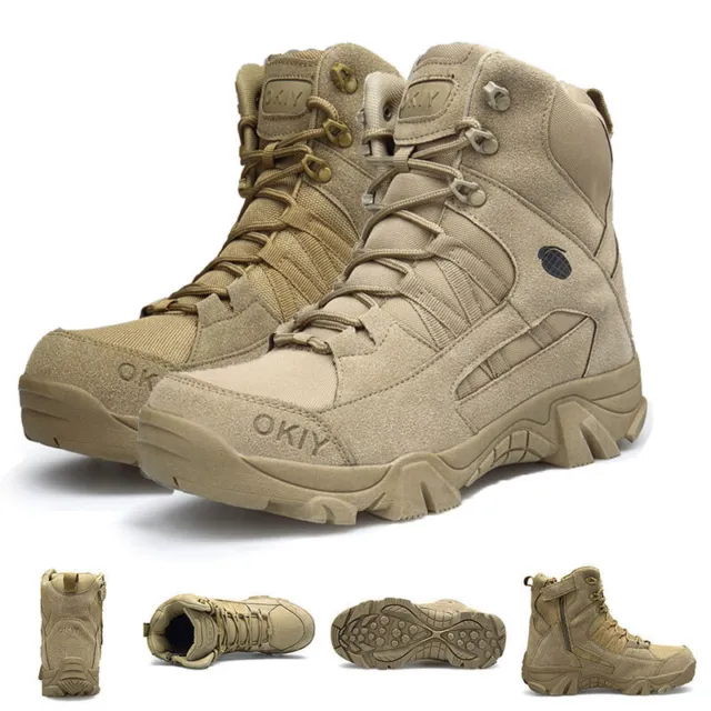 Military Mens Tactical Boots Side Zip Combat Army Shoes
