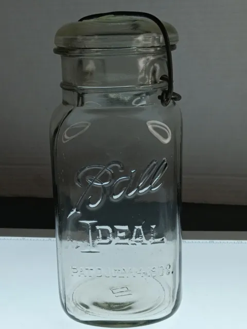 Vintage Ball Ideal Mason Jar Square Body PAT'D July 14 1908  Quart