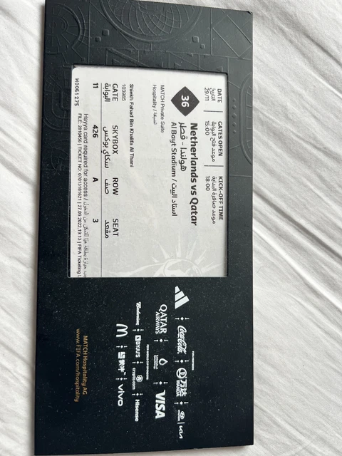 Ticket Utilisé Pays-Bas - Qatar - Coupe Du Monde FIFA 2022 - Pièce De Collection