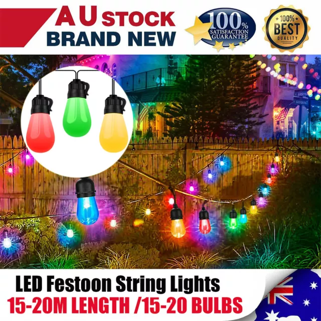 Retro Solar LED String Lights Outdoor Garden Festoon Party Globe Bulbs Light