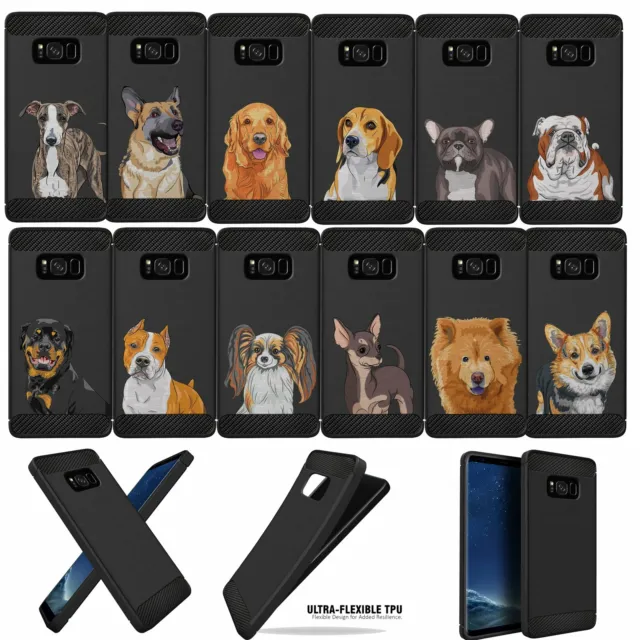 For Samsung Galaxy Note 8, Case Dog Designs Slim Black Flexible TPU Cover