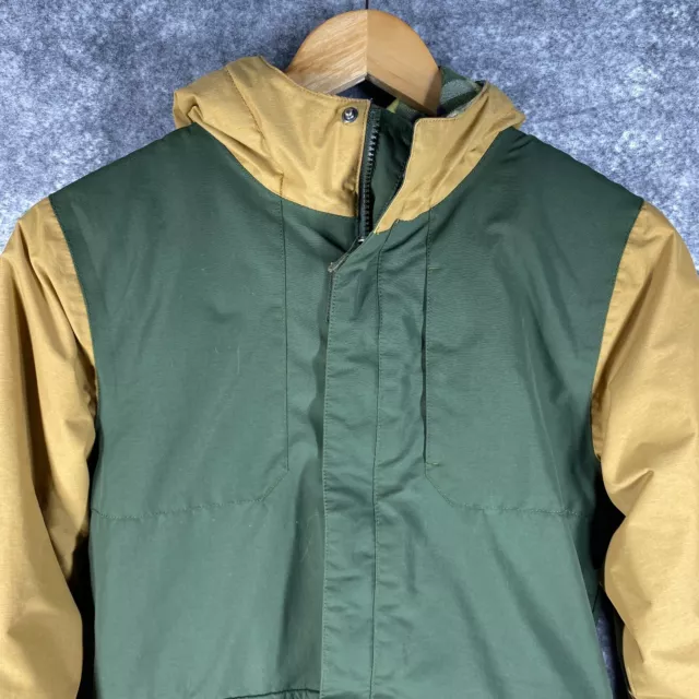 Columbia Jacket Boys M Green Gold Raglan Sleeve Hooded Puffer Omni Heat Full Zip