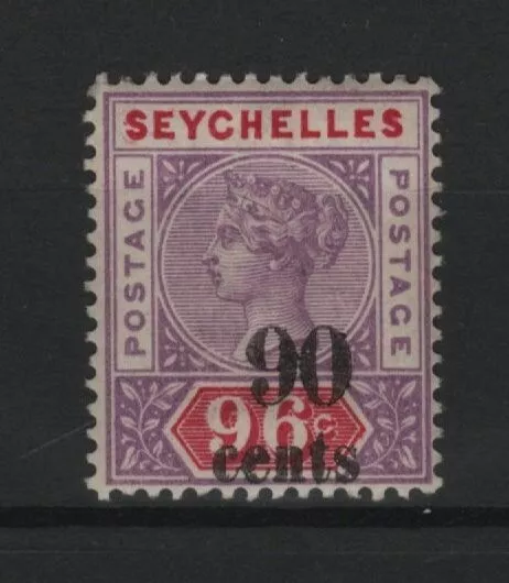 Seychelles 1893 Queen Victoria Mi. 13 unused 90 cent on 96 cent 45 Michel Euro