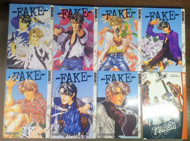 Sanami matoh FAKE Complete Volumes 1-7 & Trash Tokyopop BL / Yaoi Manga