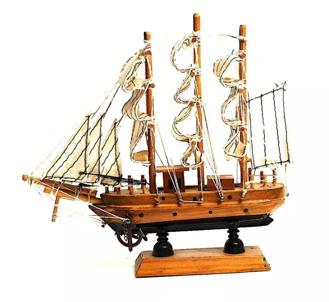 Small Vintage Wooden Galleon Sailing Ship Model