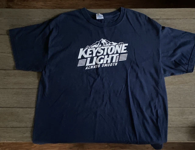 Keystone Light Smooth Beer Blue Short Sleeve T-Shirt 22” Chest 24” Length