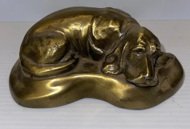 1974 Brass Hound Dog Banthrico Chicago Coin / Piggy Bank Vintage
