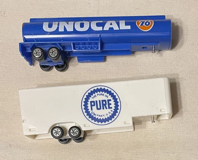 Lot of 2 Shell UNOCAL 76 toy tanker & PURE OIL  toy BACK TRAILER
