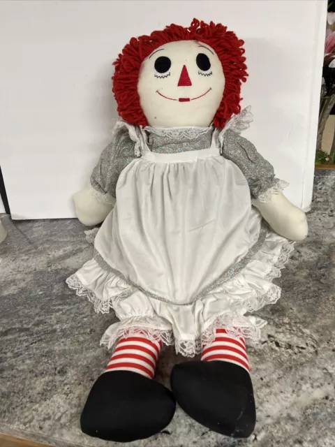 35" Tall Raggedy Ann Cloth Doll With Yarn Hair 2