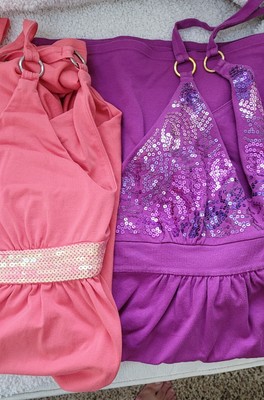 TWO Victoria's Secret Bra Tops Sequined Halter Dresses Size M