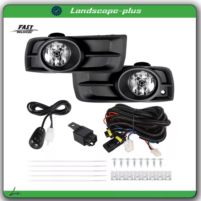 Smoked Driving Fog Lights + Wiring Switch Bezel Kit For 2010-2014 Chevy Cruze