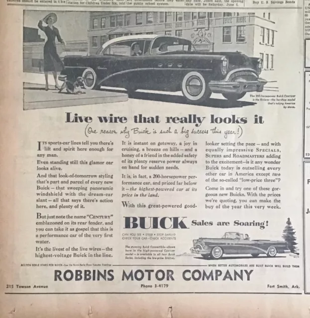 1954 newspaper ad for Buick -  Live Wire that really looks it, Century Riviera