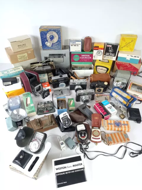 Job Lot Collection Of Vintage Camera & Cine Film Accessories & Equipment