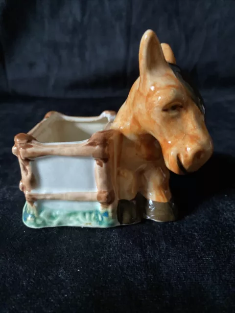 Vintage Ceramic Donkey Horse With Box Planter Made in Occupied Japan Small