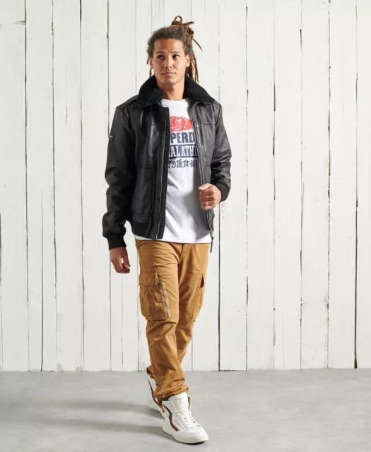 Superdry Mens Aviator Flight Leather Jacket