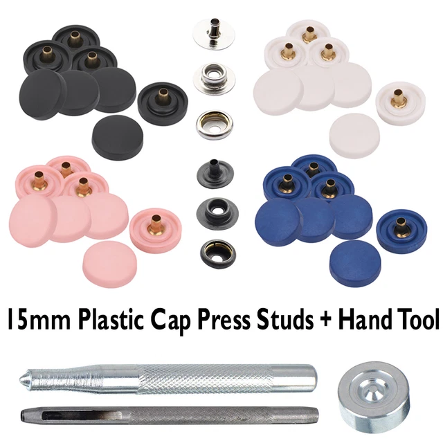 Piccolo 15mm Bottoni Automatici Plastica Tappi Snap Con Mano Attrezzi Set Fai