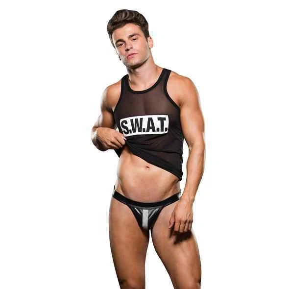 Top Envy - Swat M - XL rete tanga nero grigio black grey nylon elastan