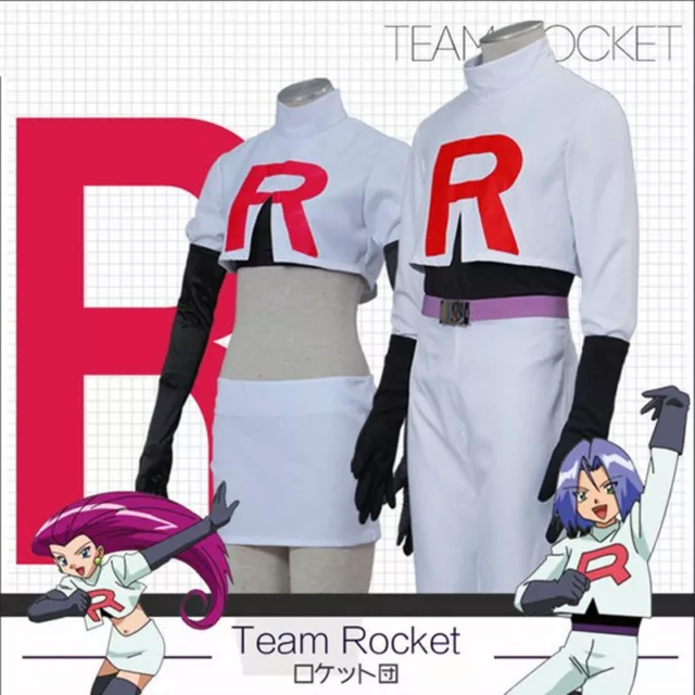 ANIME POKEMON COSPLAY Pocket Team Rocket Full Set Jessie James Costume