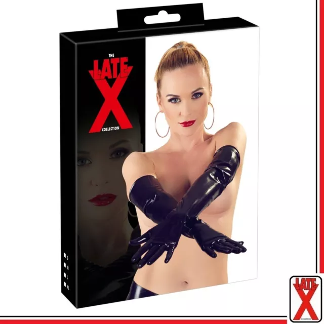 Guanti lunghi in Lattice Nero Latex Gloves intimo erotic donna Fetish Toy Sexy x