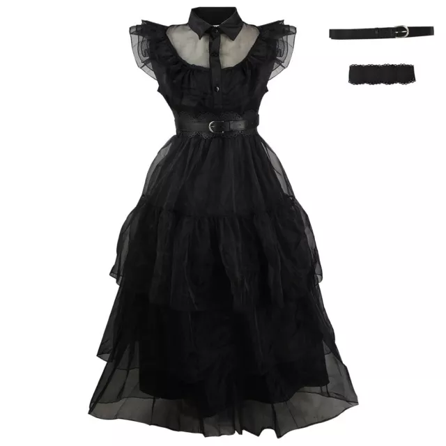 Costume Mercoledì ballo dance Addams abito da donna vestito nero completo adulto