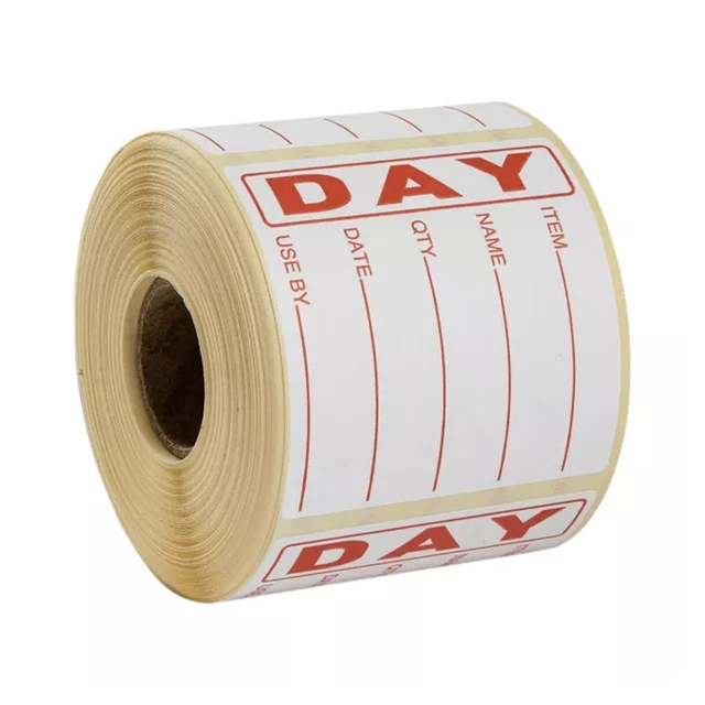 Red Day Labels FOOD HYGIENE DAY Dot Food Labels Best Before Red White Labels - Roll of ...