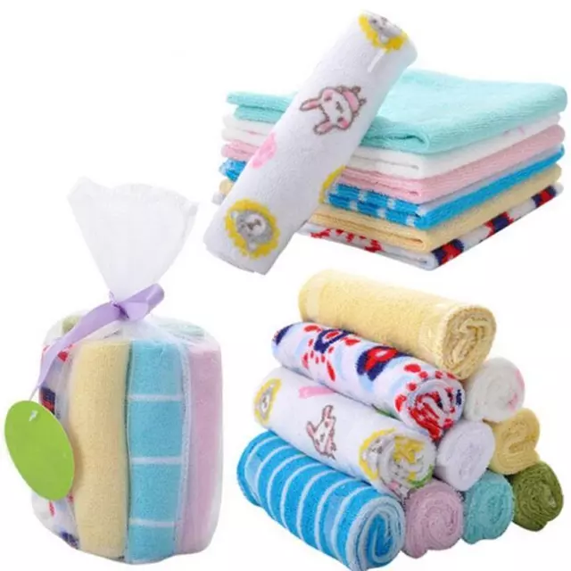 Soft Kids Baby Face Washers Hand Towels Cotton Wipe Wash Cloth 8pcs/Pack New B