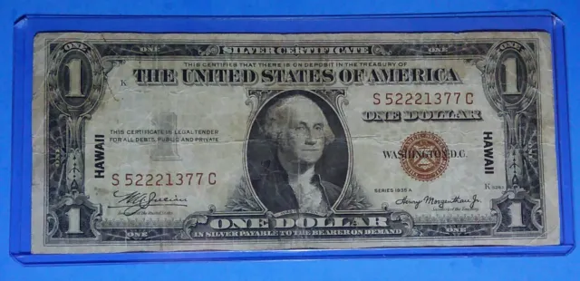 1935 A $1 Silver Certificate,S/C,Ww Ii Hawaii Issue,Brown Seal,Vf.circ.!