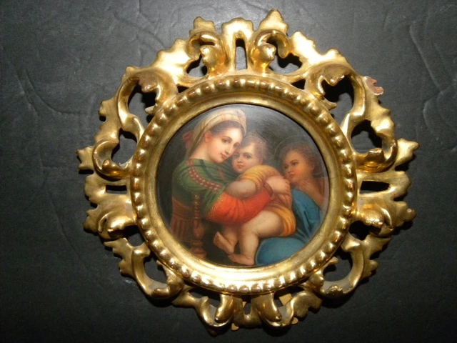 Peintre/copiste Du 19e/20e S. ''Madonna Della Sedia Representation Dapres Raphael Marie En Trone Avec Jesus 1678253171 4519