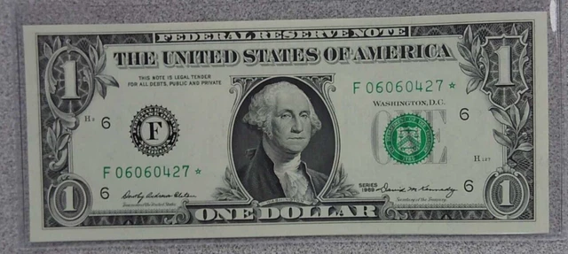 1969 $1 Dollar Federal Reserve Star Note Bill Atlanta (F) Crisp UNC (427)